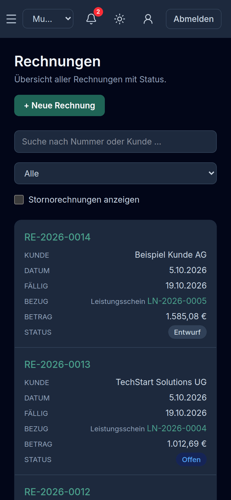 Mobile Ansicht