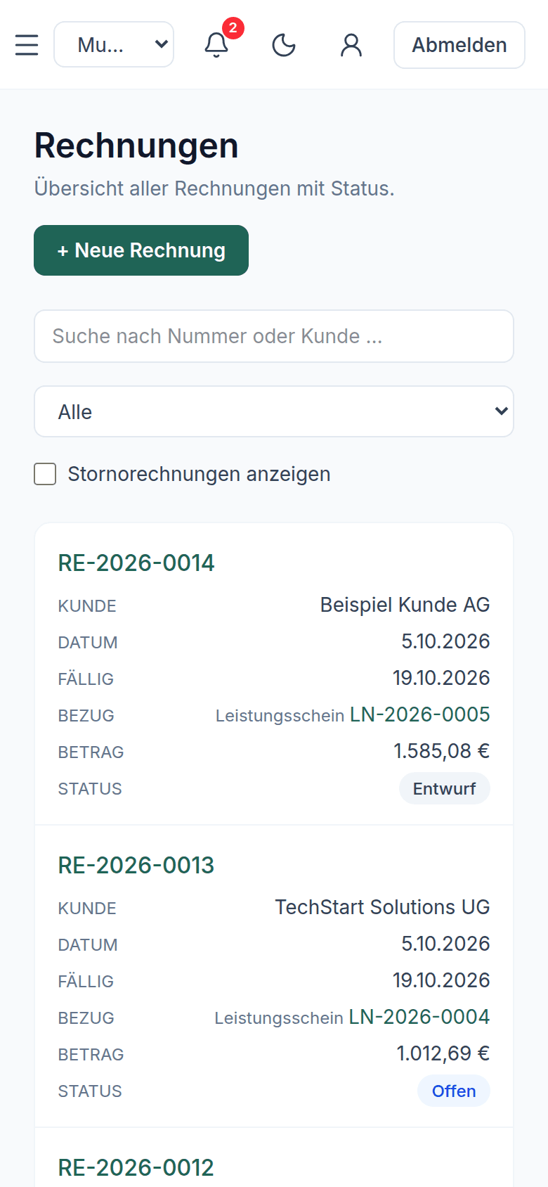 Mobile Ansicht